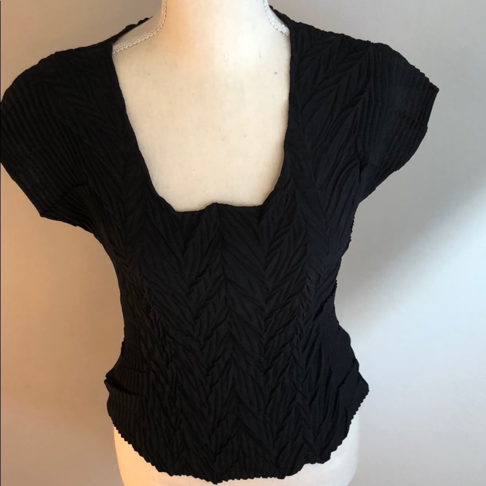 Babette pleated Black Top NWOT
